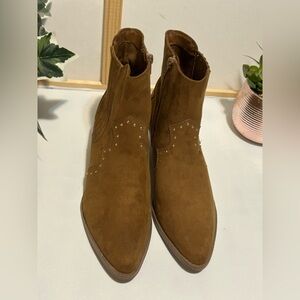 Brown Suede Ankle Boots with Studs